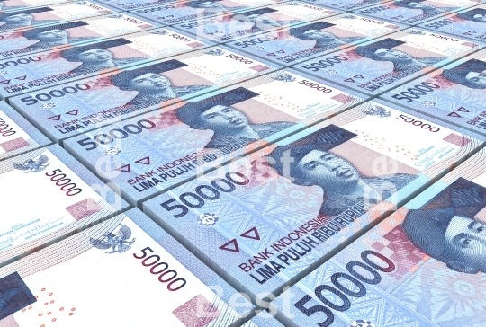 Indonesian rupiah bills stacks background