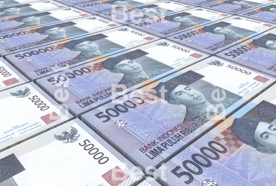 Indonesian rupiah bills stacks background