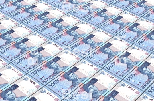 Indonesian rupiah bills stacks background