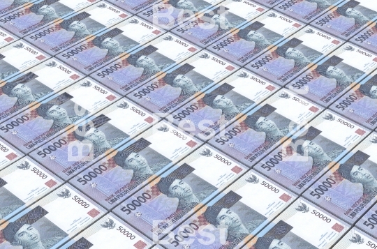 Indonesian rupiah bills stacks background