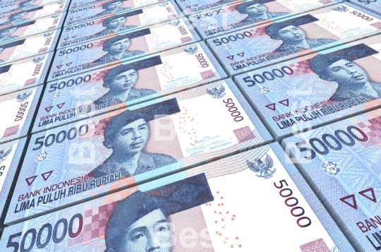 Indonesian rupiah bills stacks background
