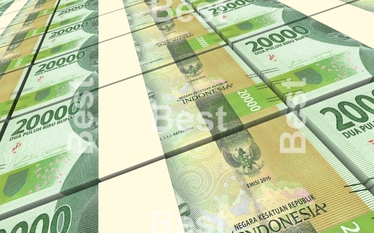 Indonesian rupiah bills stacks background