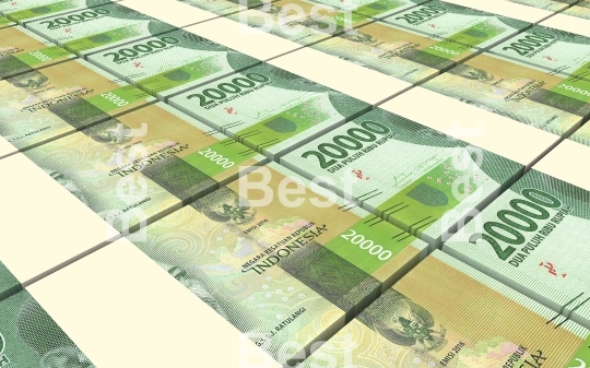 Indonesian rupiah bills stacks background