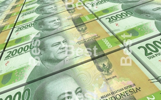 Indonesian rupiah bills stacks background