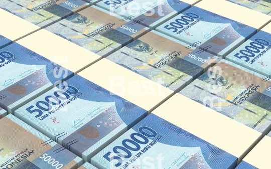 Indonesian rupiah bills stacks background