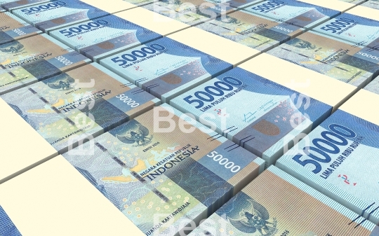 Indonesian rupiah bills stacks background