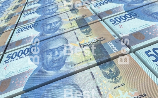 Indonesian rupiah bills stacks background