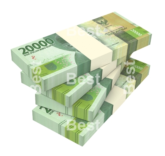 Indonesian rupiah money isolated on white with clipping path