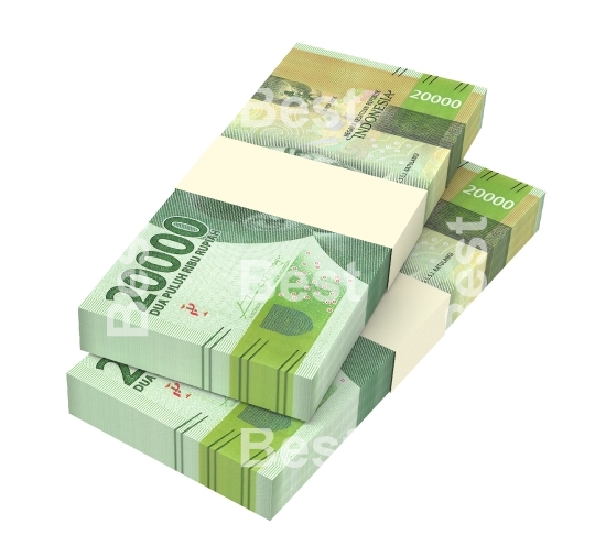 Indonesian rupiah money isolated on white with clipping path