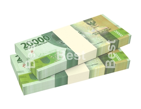 Indonesian rupiah money isolated on white with clipping path