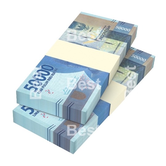 Indonesian rupiah money isolated on white with clipping path