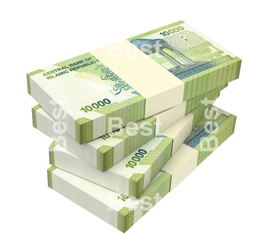 Iranian rials bills isolated on white with clipping path