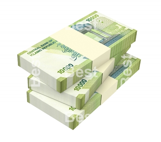 Iranian rials bills isolated on white with clipping path