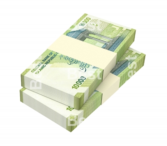 Iranian rials bills isolated on white with clipping path