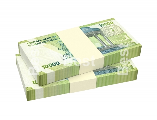 Iranian rials bills isolated on white with clipping path