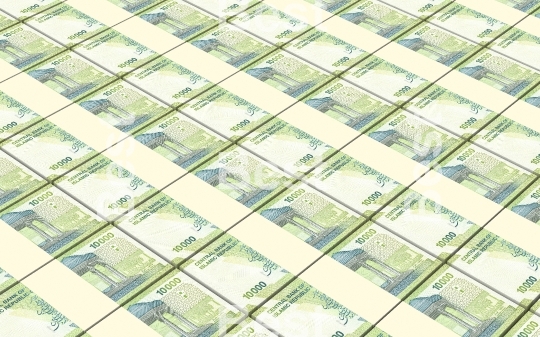 Iranian rials bills stacked background