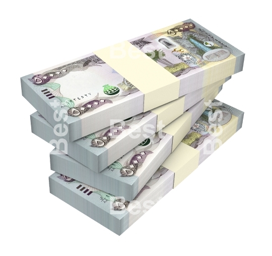 Iraqi dinars bills isolated on white background