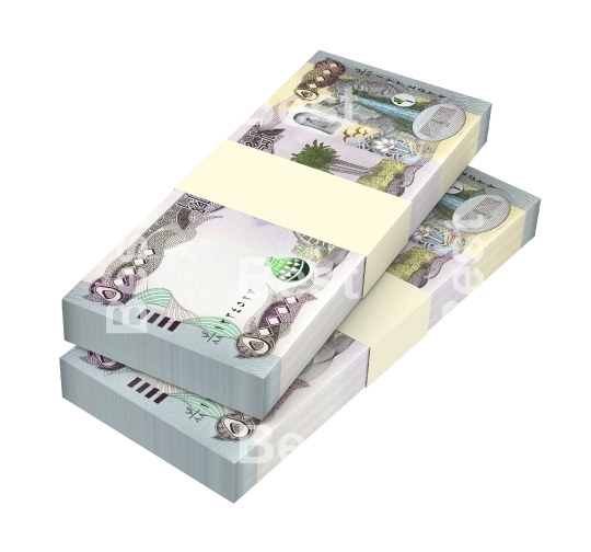 Iraqi dinars bills isolated on white background