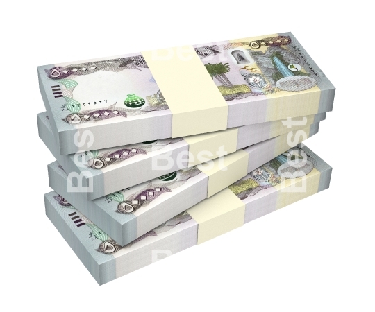 Iraqi dinars bills isolated on white background