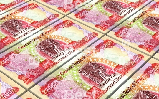 Iraqi dinars bills stacked background