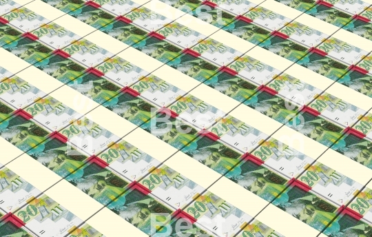 Israeli Shekel bills stacked background