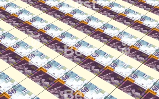 Israeli Shekel bills stacked background