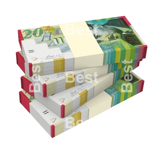 Israeli Shekel money isolated on white background