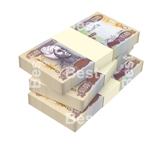 Jamaican dollar bills isolated on white background