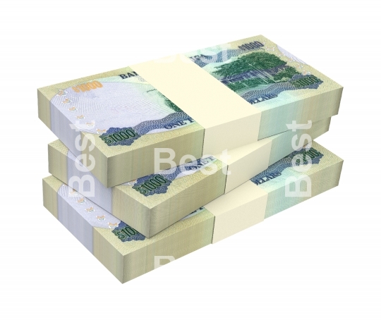 Jamaican dollar bills isolated on white background