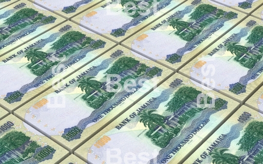 Jamaican dollar bills stacks background