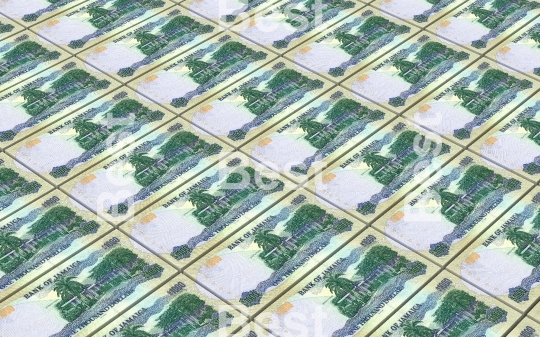 Jamaican dollar bills stacks background