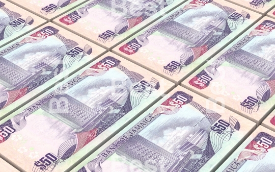 Jamaican dollar bills stacks background