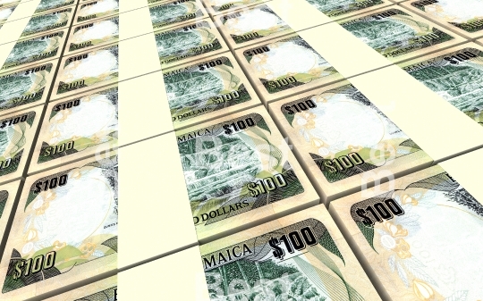Jamaican dollar bills stacks background