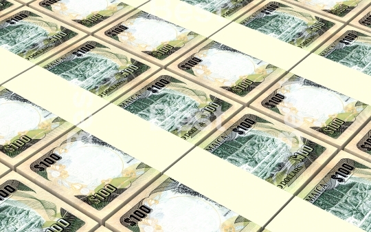Jamaican dollar bills stacks background