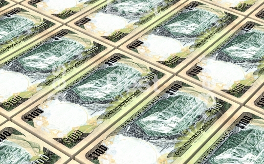 Jamaican dollar bills stacks background