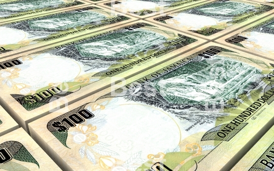 Jamaican dollar bills stacks background