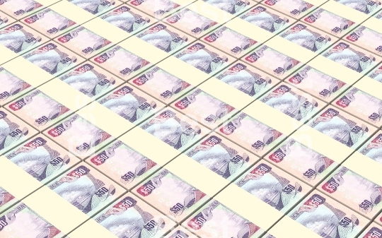 Jamaican dollar bills stacks background