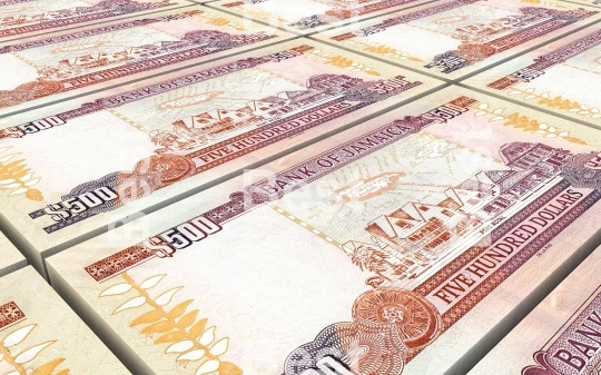 Jamaican dollar bills stacks background