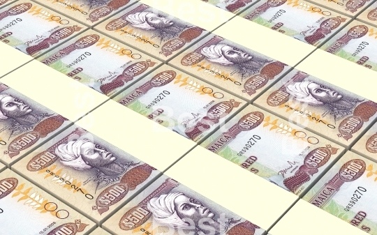 Jamaican dollar bills stacks background