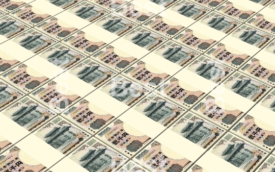 Japanese yen bills stacked background