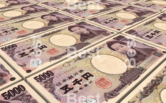 Japanese yen bills stacked background