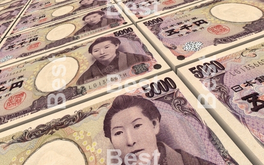 Japanese yen bills stacked background