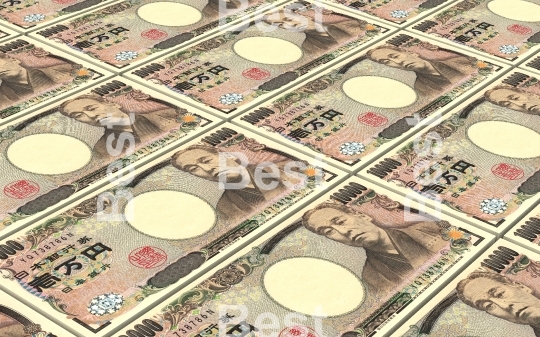Japanese yen bills stacked background