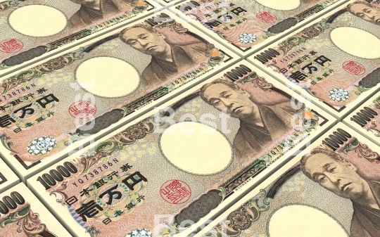 Japanese yen bills stacked background