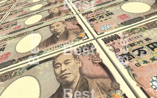Japanese yen bills stacked background
