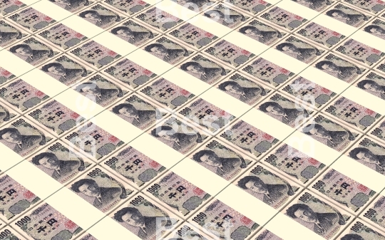 Japanese yen bills stacked background