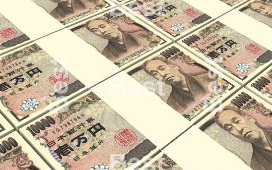 Japanese yen bills stacks background