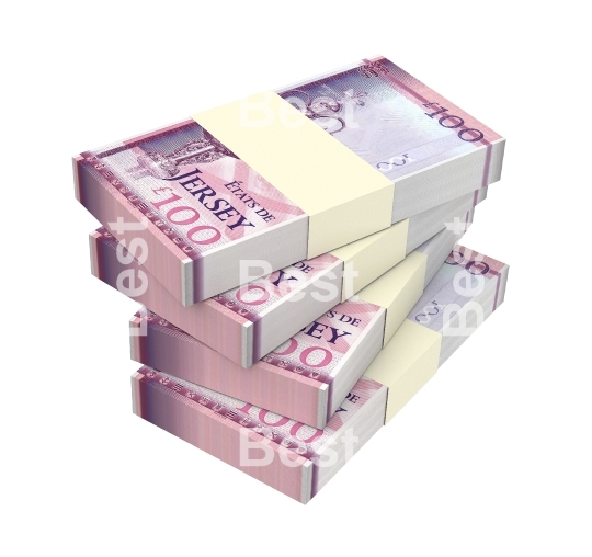 Jersey pound bills isolated on white background