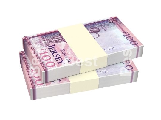 Jersey pound bills isolated on white background