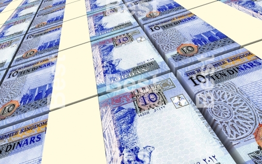 Jordanian dinars bills stacked background